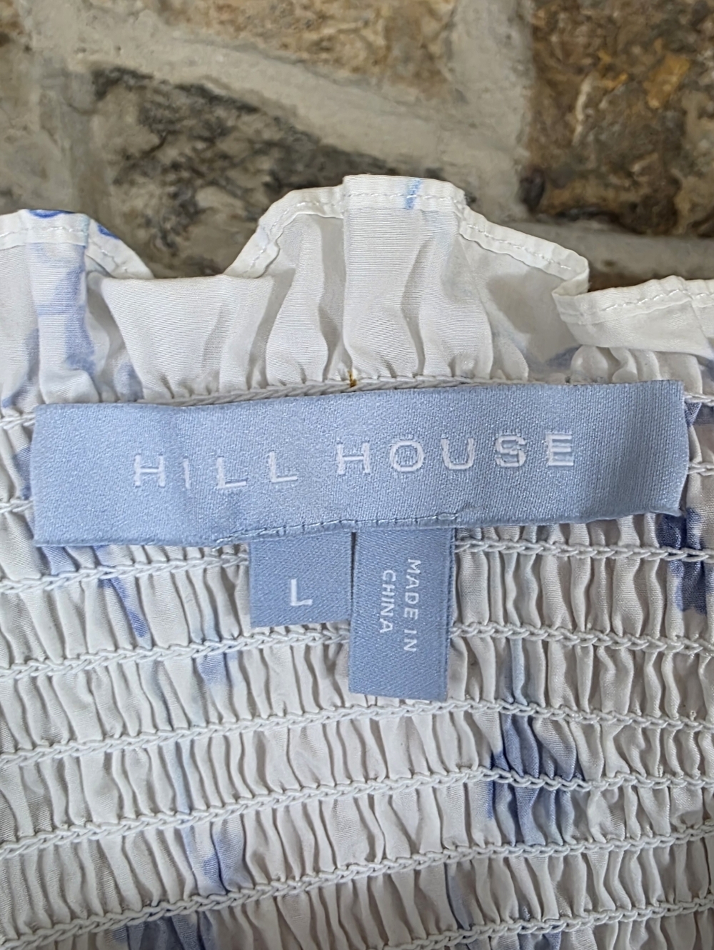 Hill House The Ellie Nap Smocked Tiered Midi Dress In Blue Botanical - Picture 7 of 10